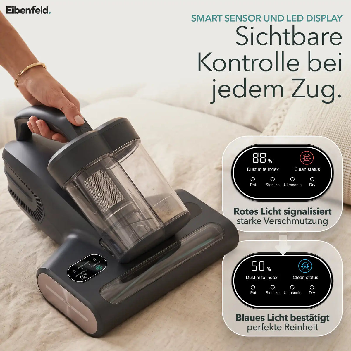 Milbensauger M500 mit Dual-Cup Technologie
