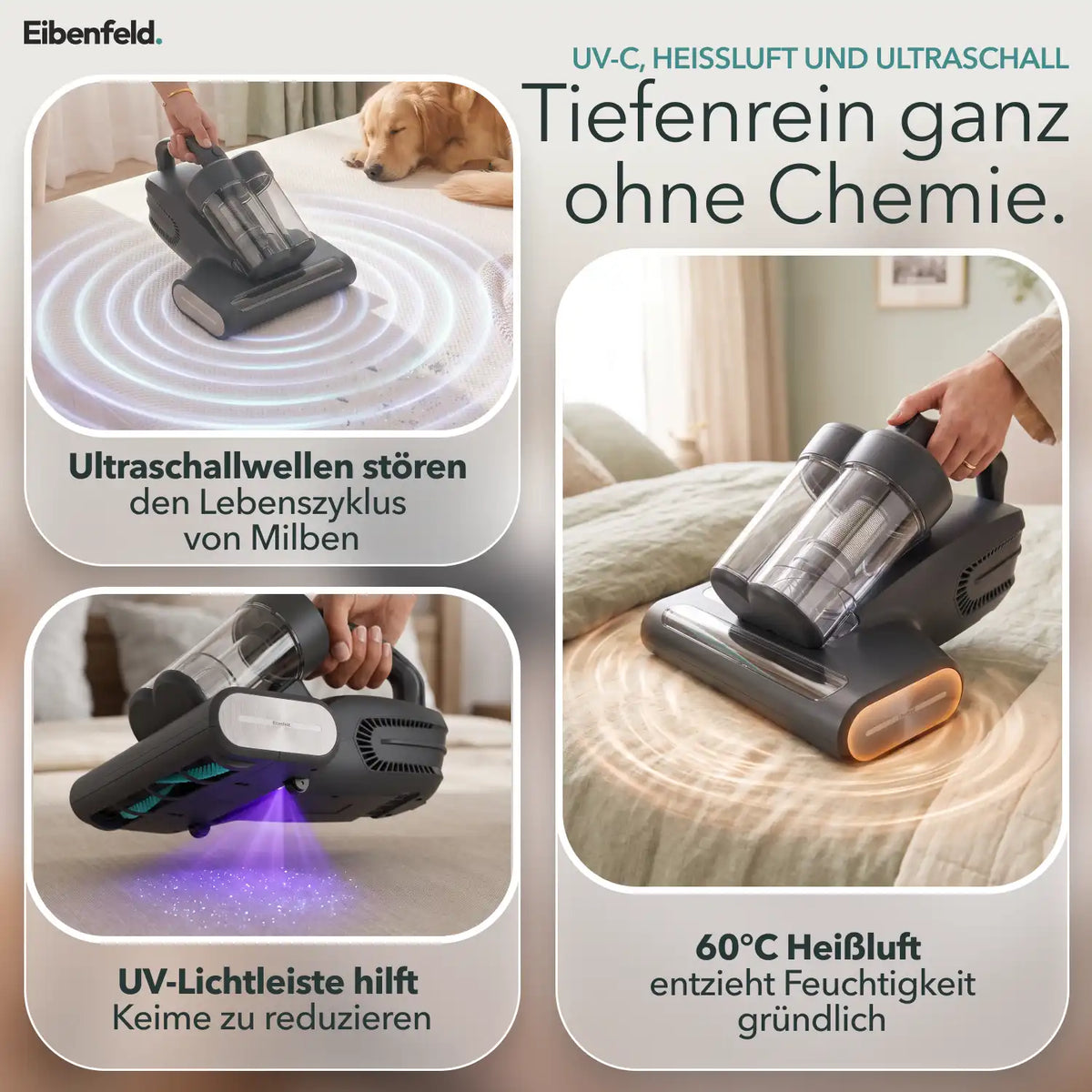 Milbensauger M500 mit Dual-Cup Technologie